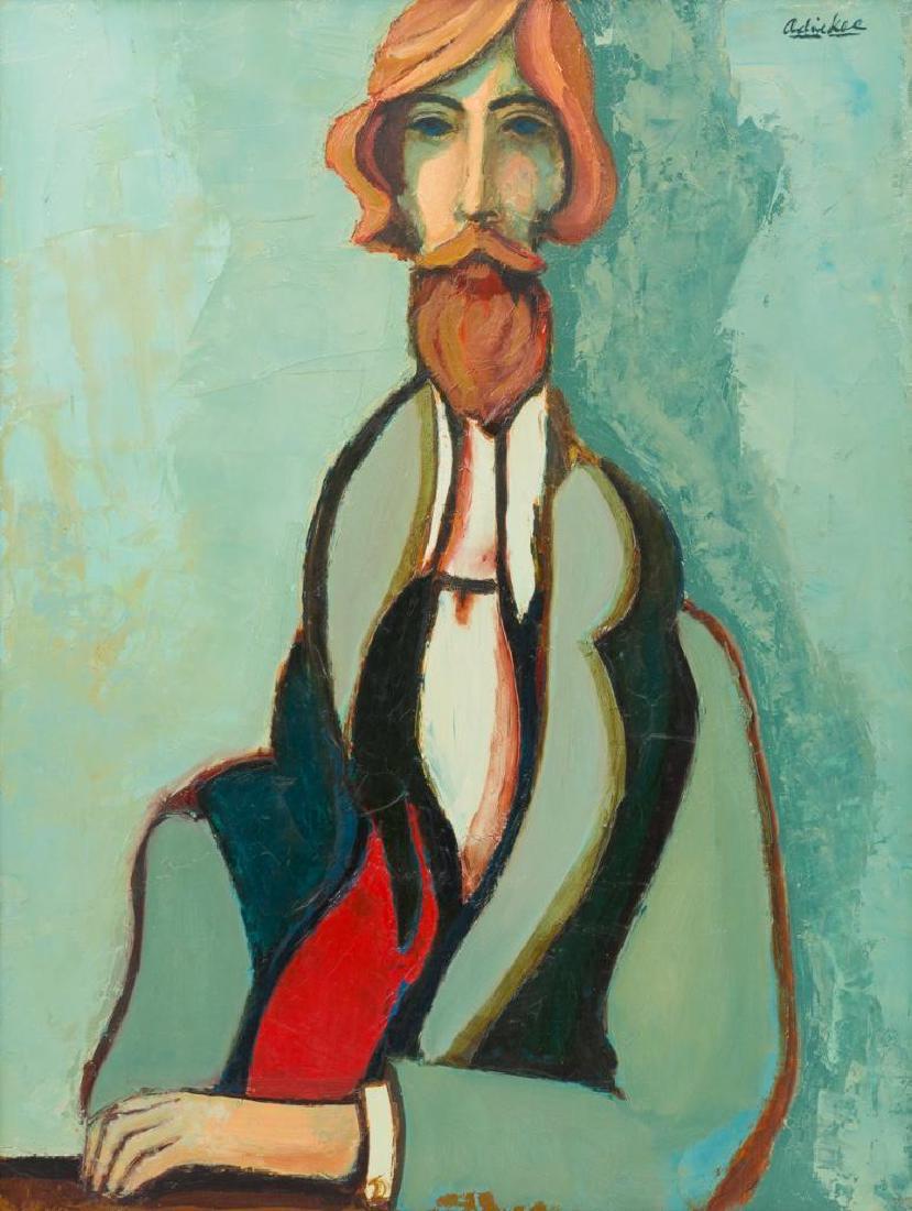 David Adickes (b. 1927), Man at Table, oil on canvas,: David Adickes (b. 1927), Man at Table, c. 1980, oil on canvas, 24 x 18", frame: 29.5 x 23.5" David Adickes was born in 1927 in Texas. The career of this well known Texas artist and sculptor spans six