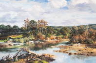 Jose Vives-Atsara (1919-2004), "The Creek" oil 40 x 60"