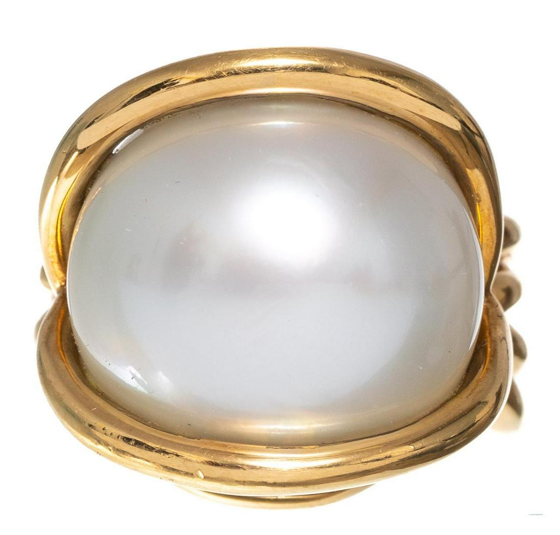 Verdura South Sea Cultured Pearl and 18k Gold Cocktail: Verdura South Sea cultured pearl and 18k gold cocktail ring; size: 5.75 Donated by Corinna Richter We happily provide seamless shipping services on everything we sell. Please email us at shipping@