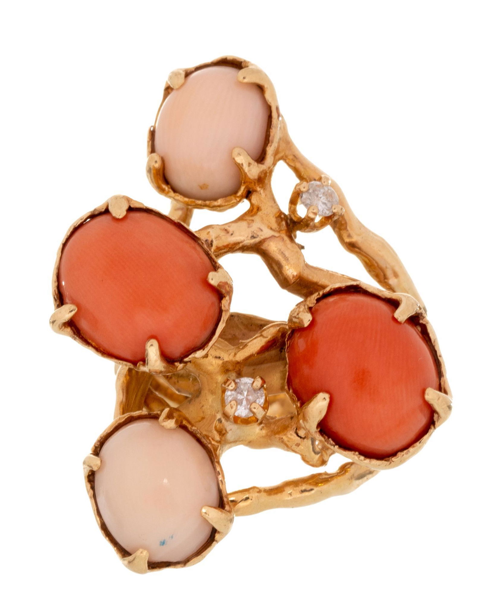 14k Gold James Avery Diamond & Coral Cocktail Ring (1 of 5)