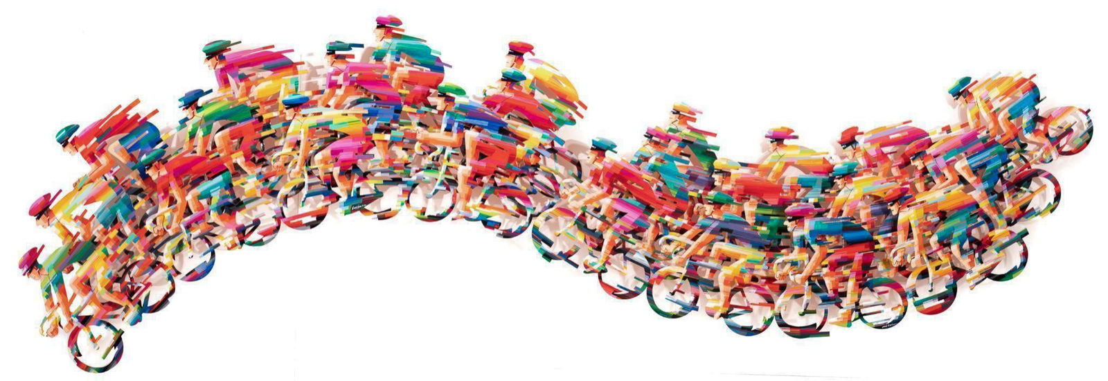 David Gerstein (.b 1944), "Large Peloton Wave", 2009: David Gerstein (b. 1944), "Large Peloton Wave", 2009, hand-painted on laser-cut steel, 36" x 125" overall, two pieces David Gerstein is an Israeli painter and sculptor. Particularly i