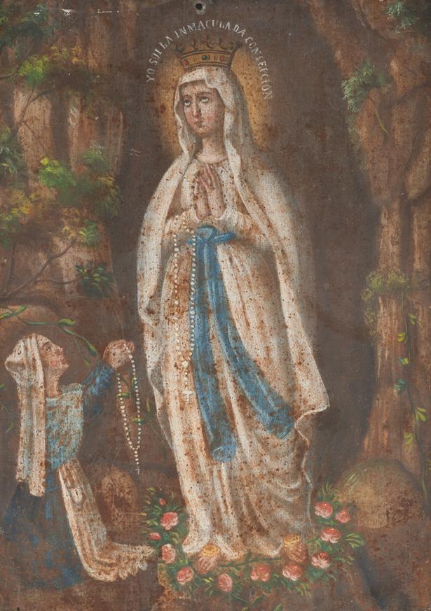 19th C. Mexican Folk Art Retablo, "Inmaculada (1 of 4)