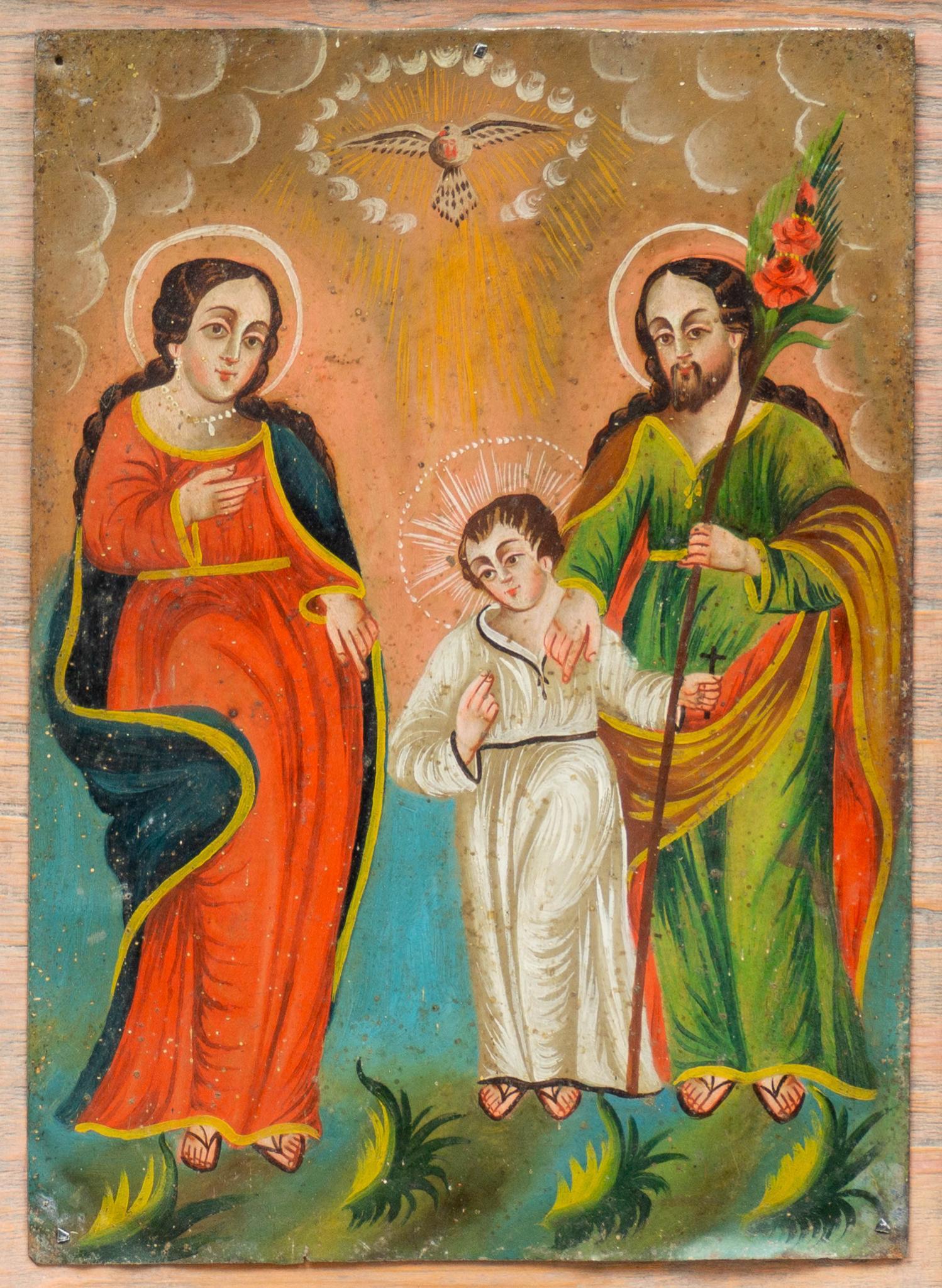 20th C. Mexican Folk Art Retablo, Holy Family (1 of 4)