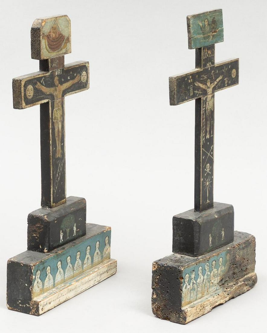Pair of 20th C. Mexican Folk Art Crucifix (1 of 3)