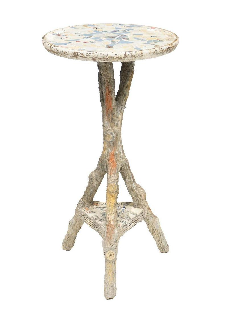 19th C. Mosaic Faux Bois Garden Table (1 of 4)