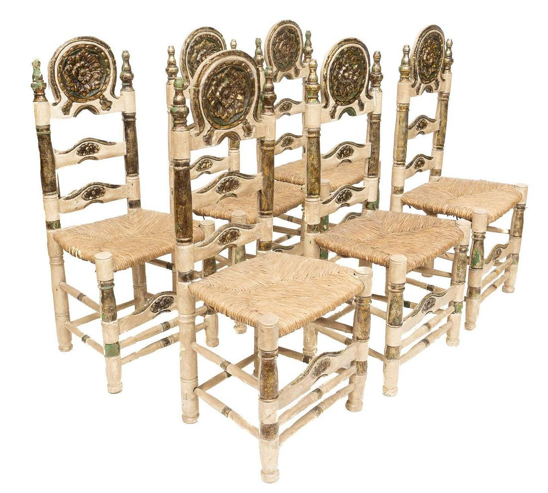 Set of 6 Spanish Renaissance Style Dining Chairs (1 of 3)