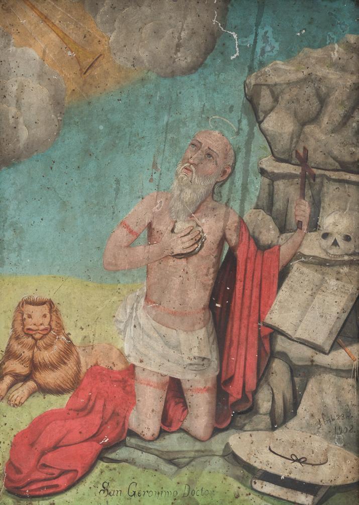 20th C. Mexican Folk Art Retablo, San Geronimo Doctor (1 of 6)