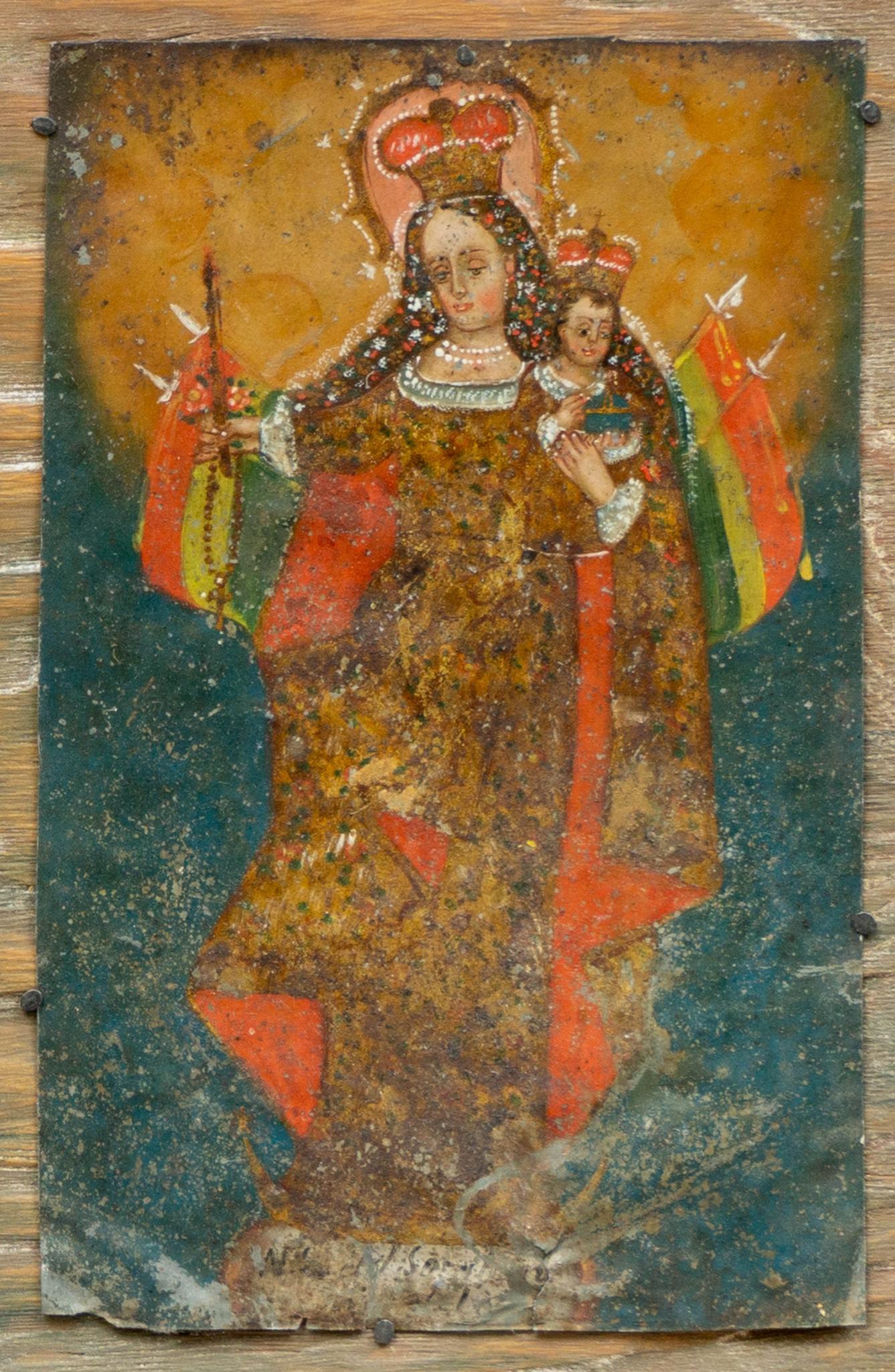 19th C. Mexican Folk Art Retablo, Saint Rose of Lima (1 of 4)