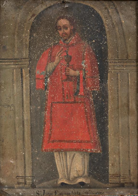 20th C. Mexican Folk Art Retablo, St. Juan Evangelist (1 of 6)