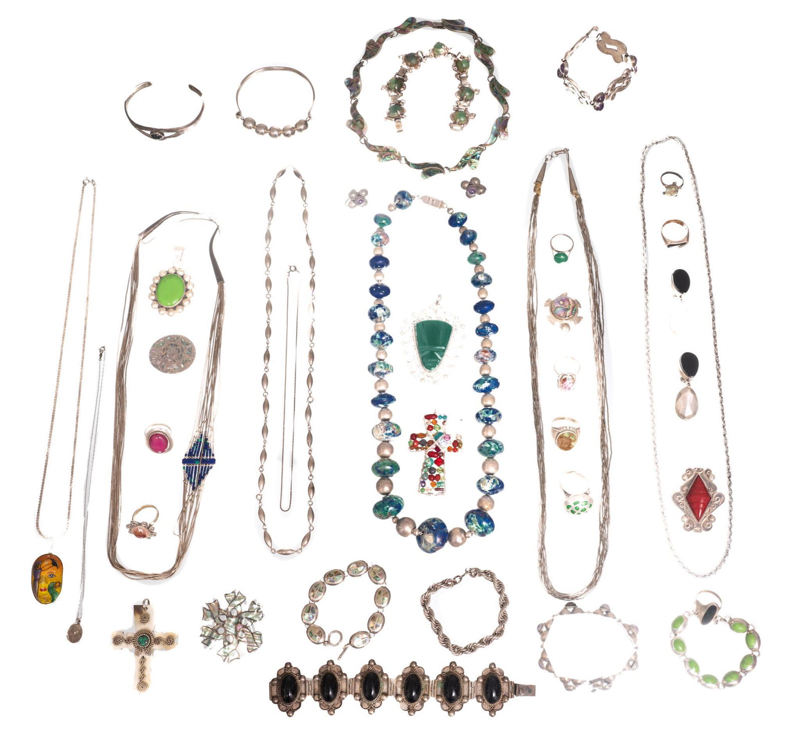 Lot of 36 Mexican Jewelry, To Include Sterling (1 of 7)