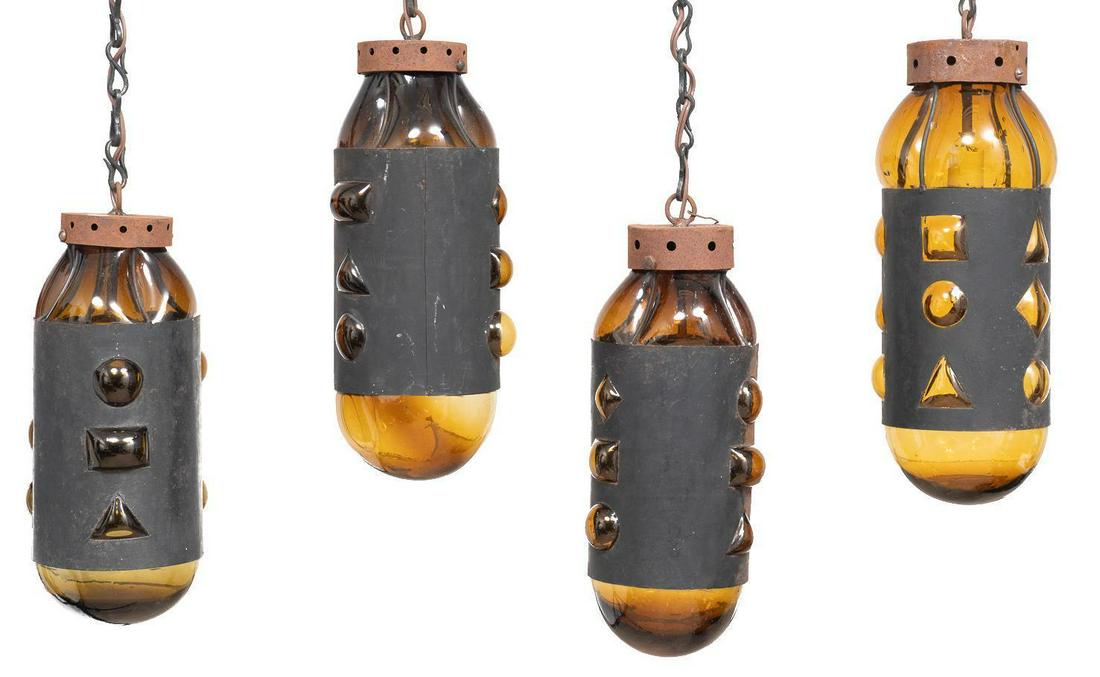 Lot of 4 Vintage Mexican Blown Glass Chandeliers (1 of 6)