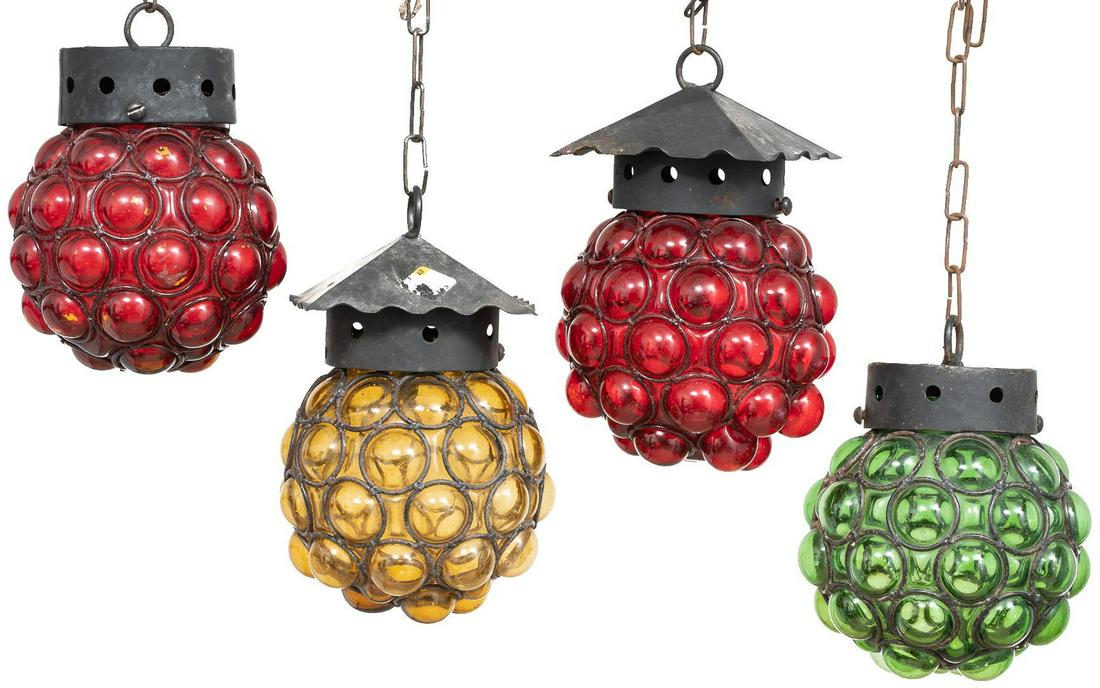 Lot of 4 Vintage Mexican Blown Glass Chandeliers (1 of 8)