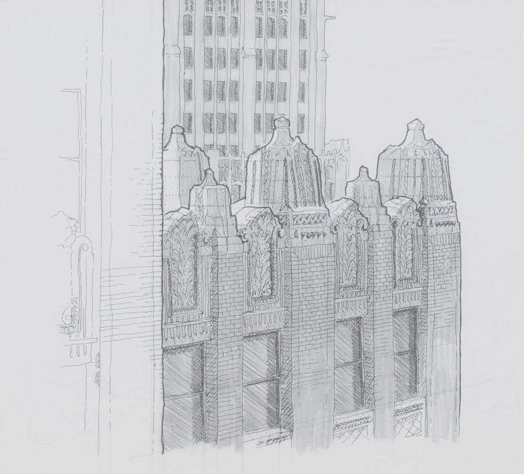 Vintage Architectural Sketch, Tower Life Bldg (1 of 3)