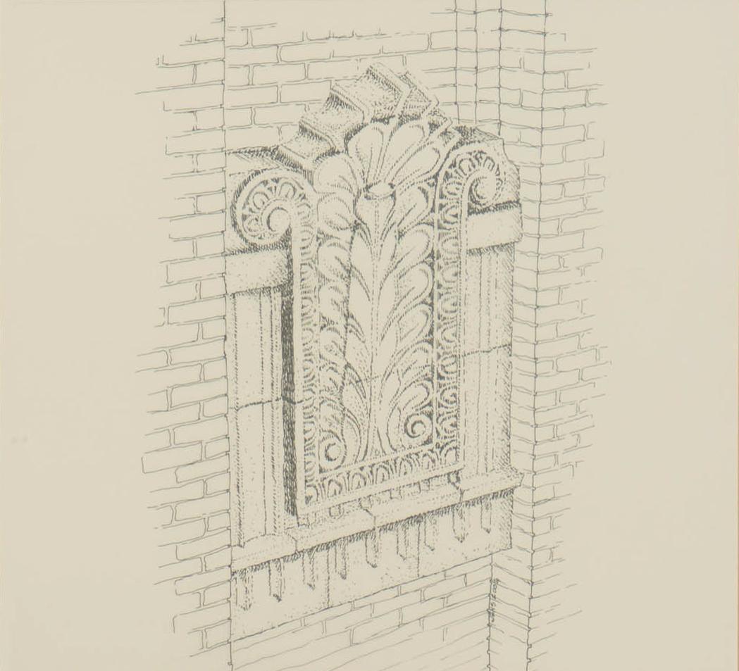 Vintage Architectural Sketch: Vintage architectural sketch, framed frame:29.5 x 29.5 Provenance: Property from the former Charlott's Antiques, est. 1966 (San Antonio, Texas) We happily provide seamless shipping services on eve