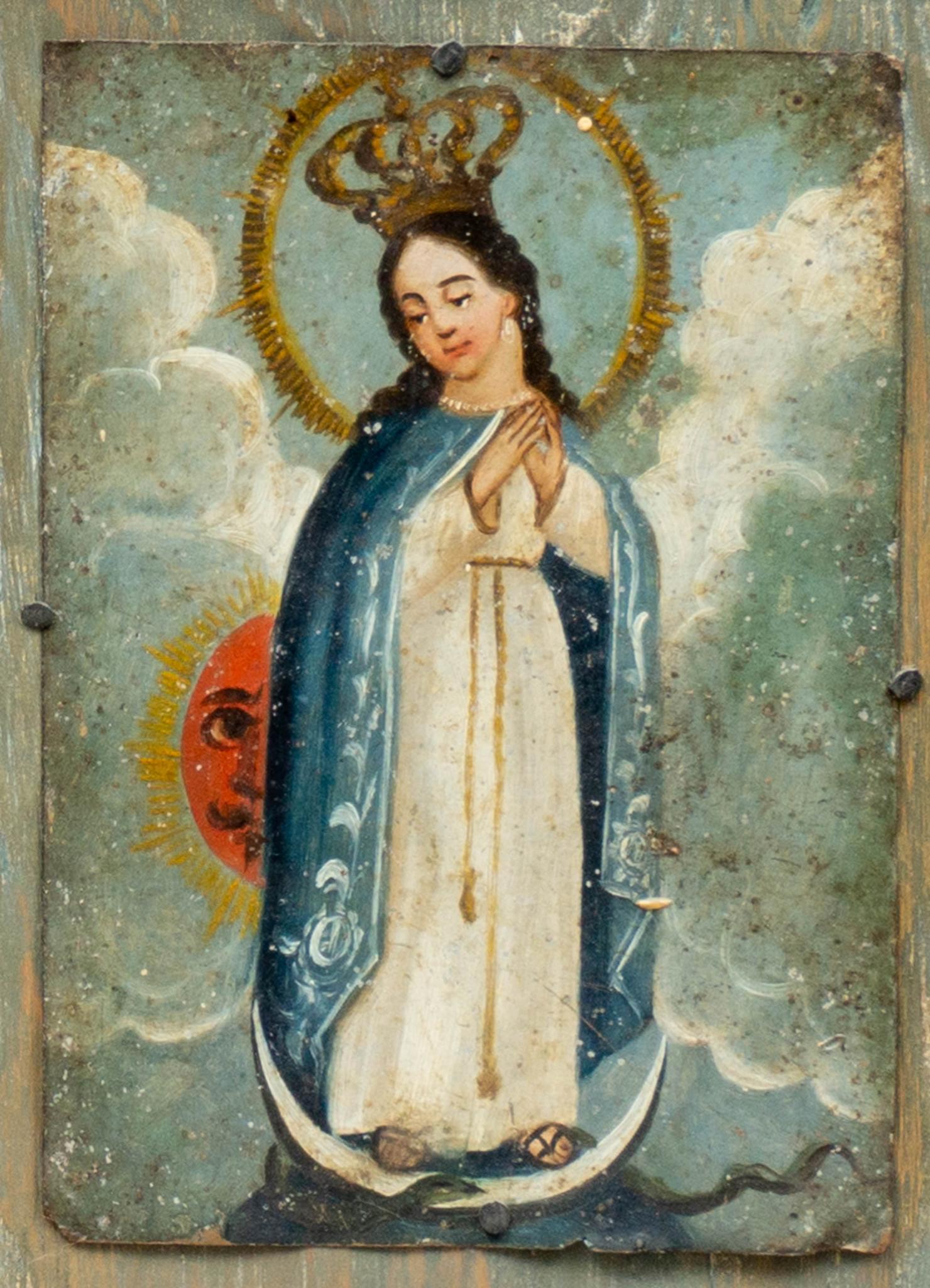 20th C. Mexican Folk Art Retablo, Holy Mother (1 of 4)