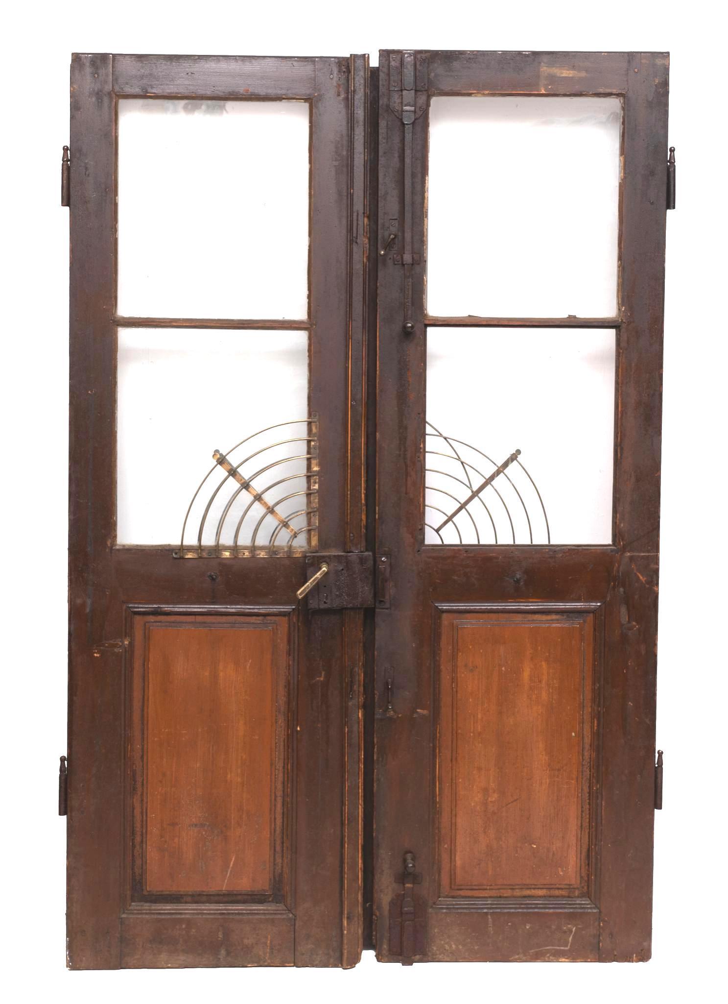 Pair of Vintage Architectural Doors with Leaded Glass (1 of 2)