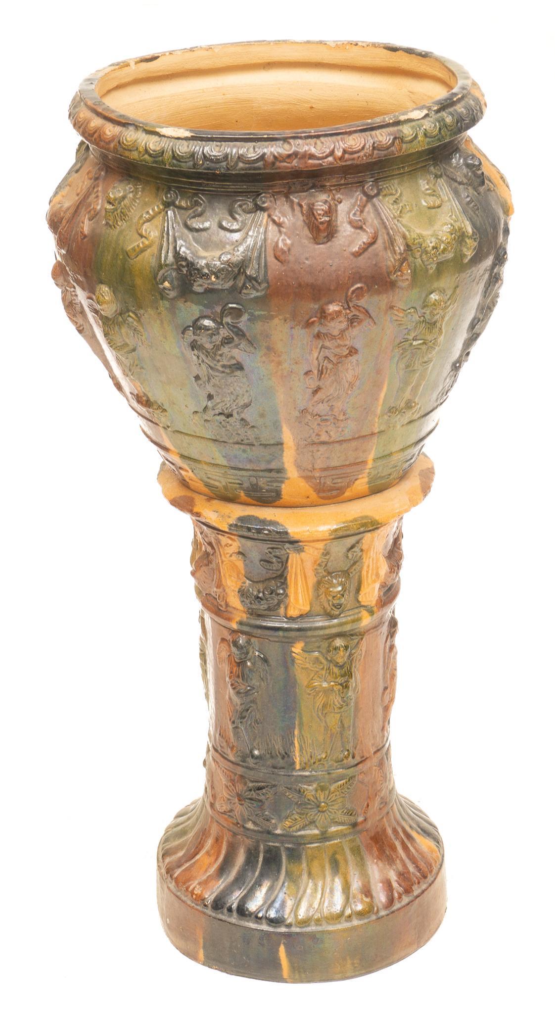 Vintage Oaxaca Mexico Loza Verde Jardiniere (1 of 4)