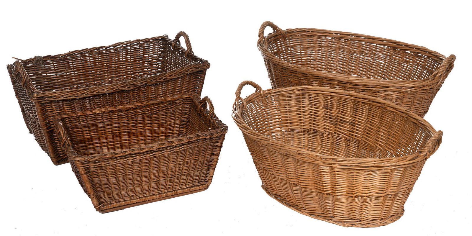 Set of 4 Vintage Farmhouse Wicker Baskets (1 of 3)
