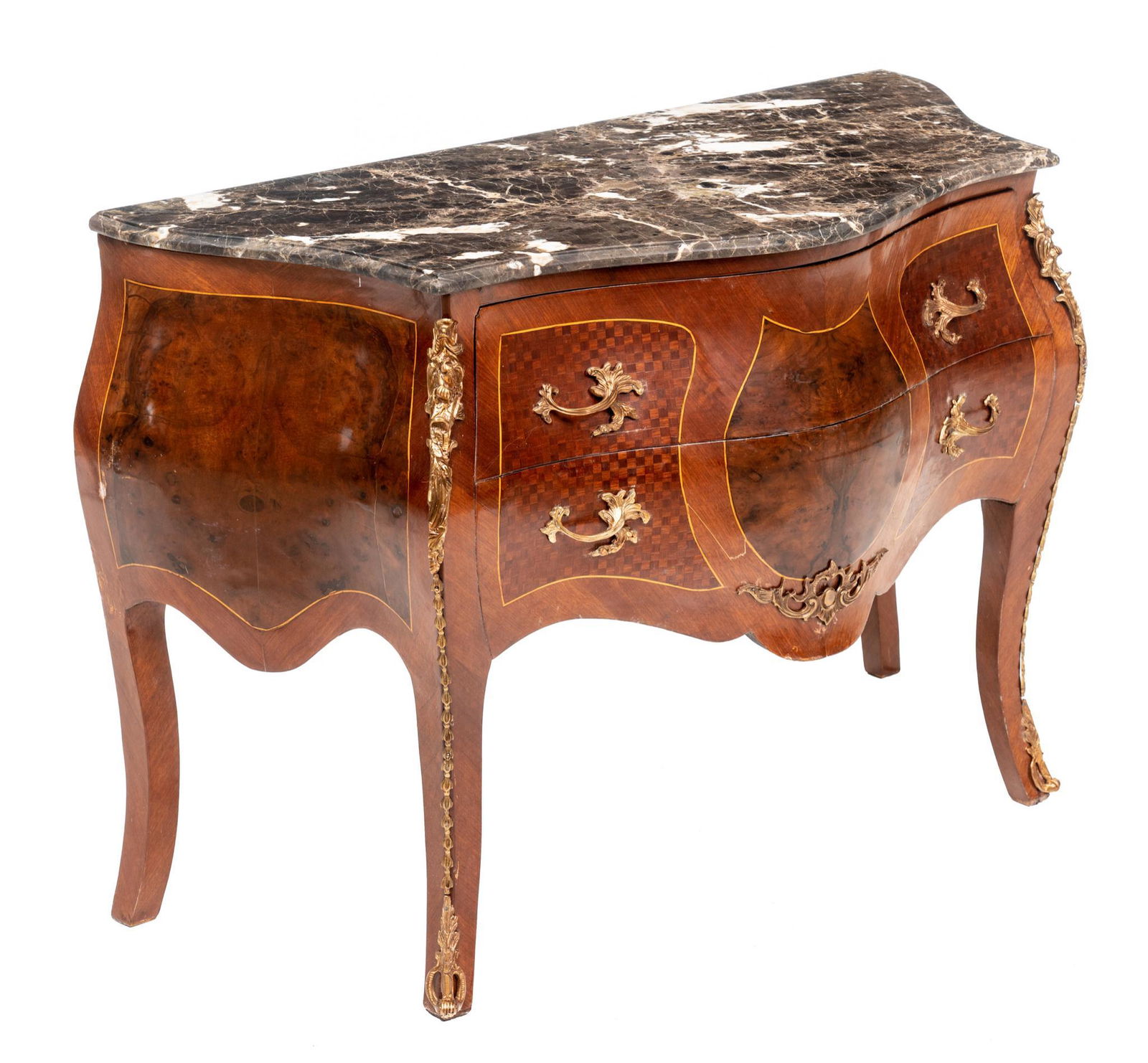 Marble Top Ormolu Bombe Chest (1 of 4)