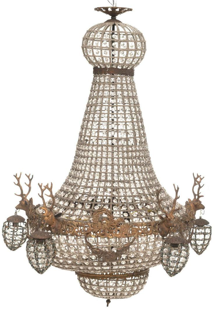 French Empire Tent and Basket Chandelier, Stag (1 of 6)