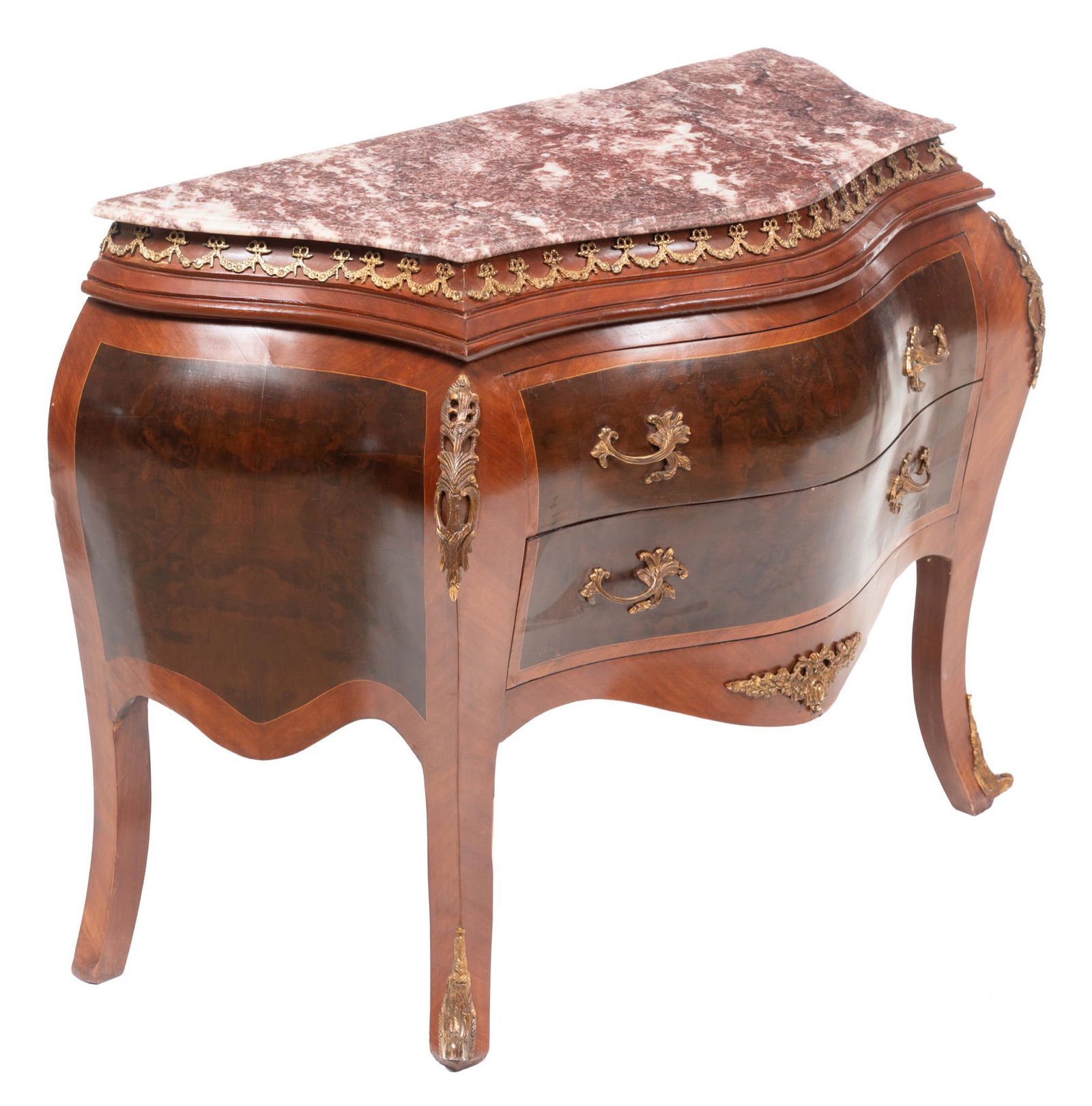 Marble Top Ormolu Bombe Chest (1 of 4)
