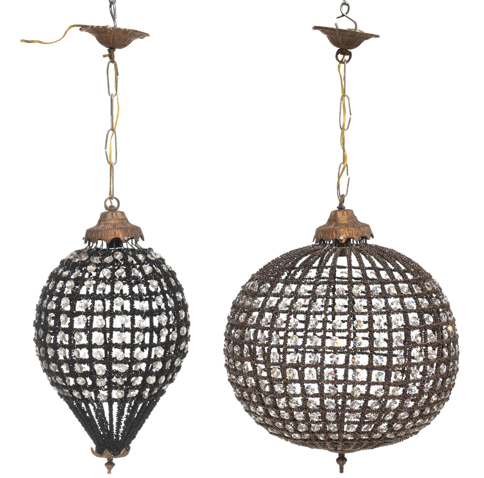 Pair of French Empire Chandeliers, Globe and Drop (1 of 4)