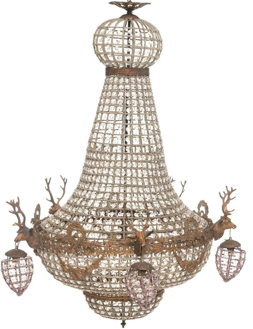 French Empire Tent and Basket Chandelier, Stag (1 of 6)