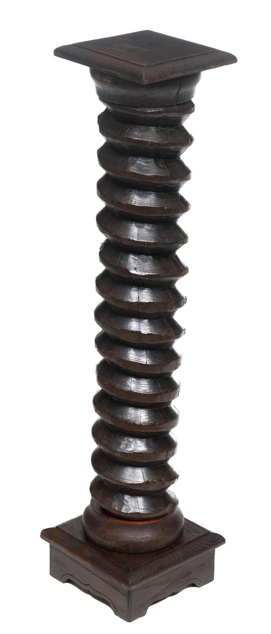 19th C. Wooden Press Screw Pedestal (1 of 3)