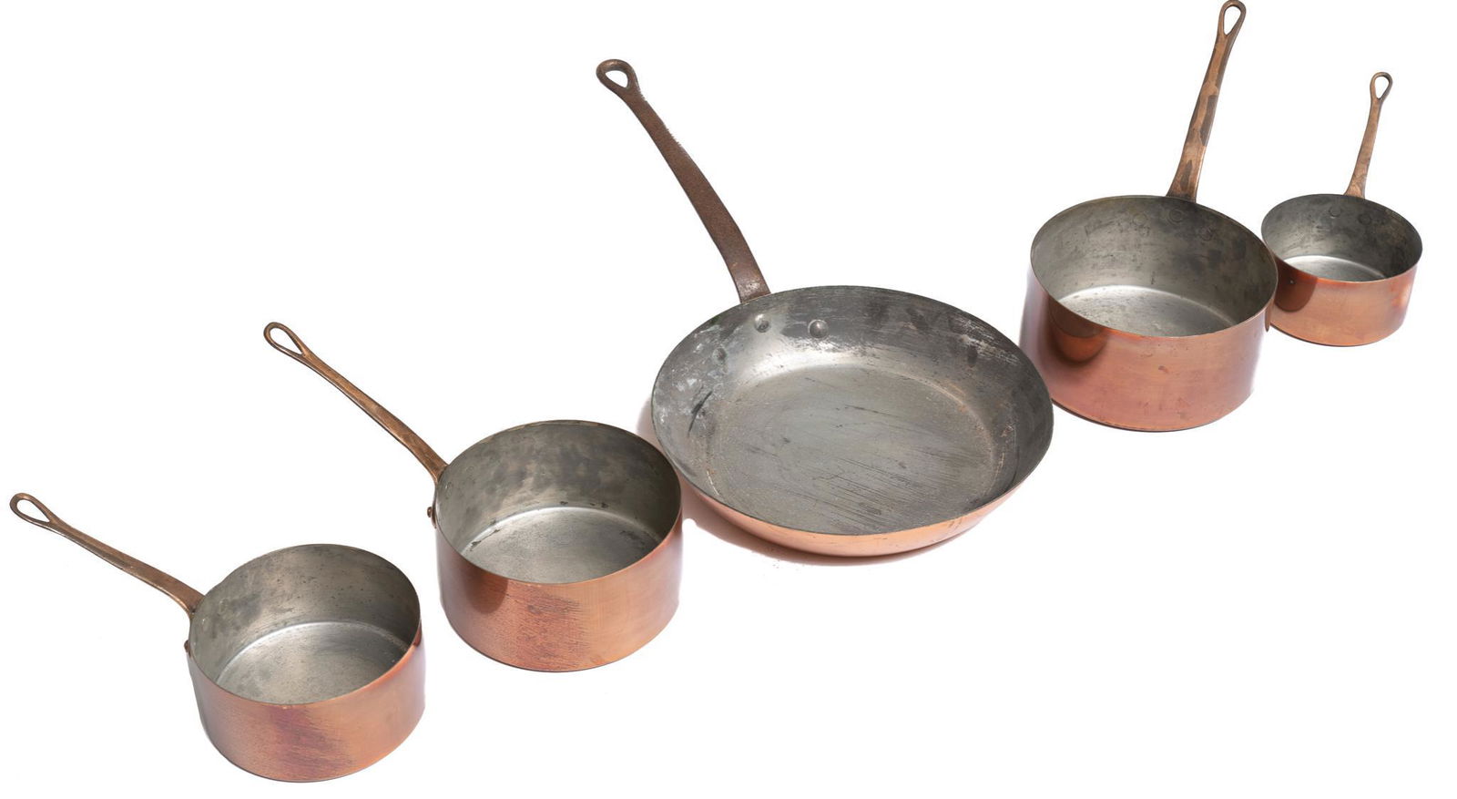 Set of 5 Vintage Farmhouse Copper Pots (1 of 3)