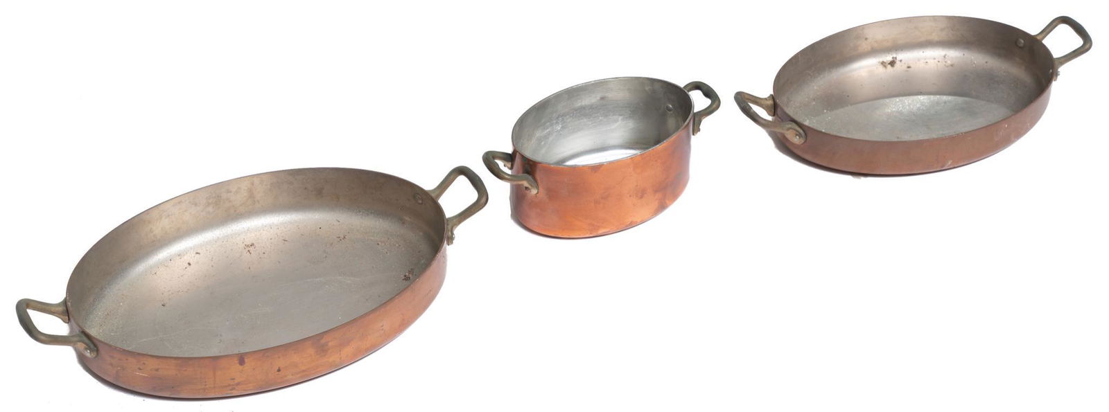 Set of 3 Vintage Farmhouse Copper Sauce Pans (1 of 4)