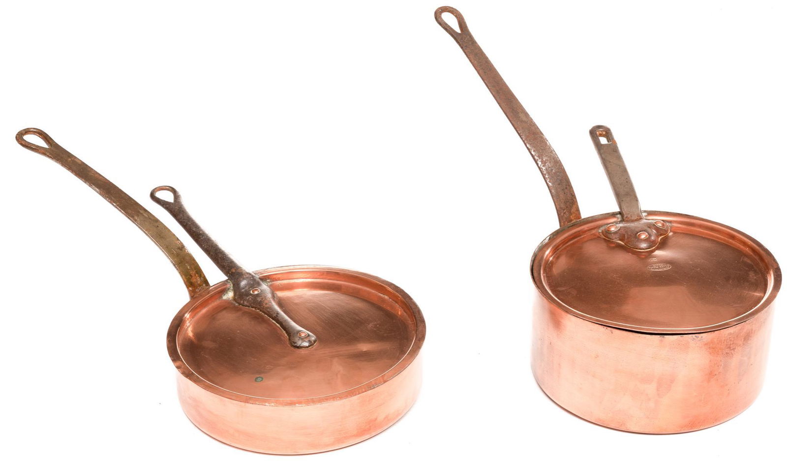 Pair of Vintage Farmhouse Lidded Copper Pans (1 of 6)