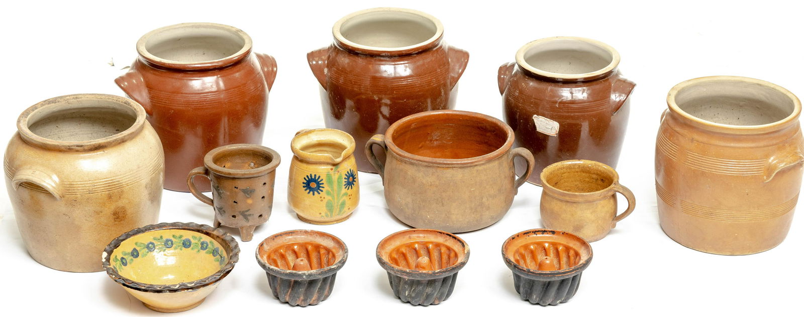 Lot of 13 French Pottery, To Include Earthenware Jugs (1 of 3)