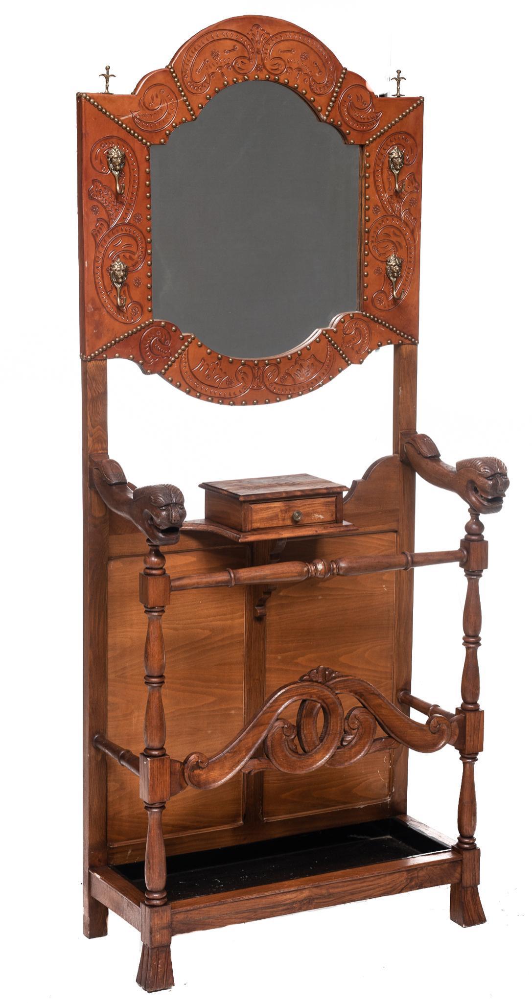 Spanish Carved Mirrored Hall Tree (1 of 5)