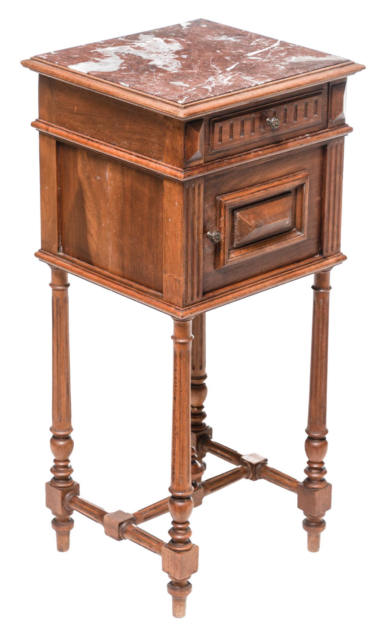 Henri II Style Marble Top Night Stand (1 of 4)
