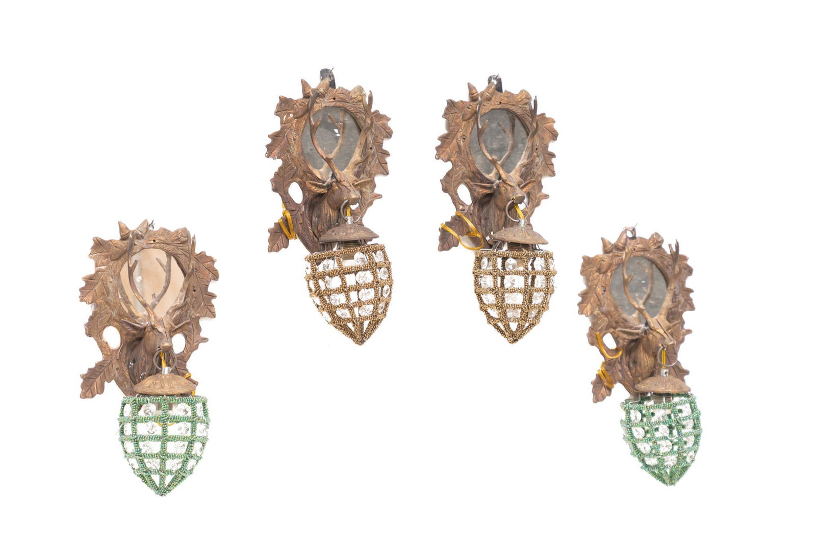 Lot of 4 French Empire Stag Mirrored Wall Sconces (1 of 4)