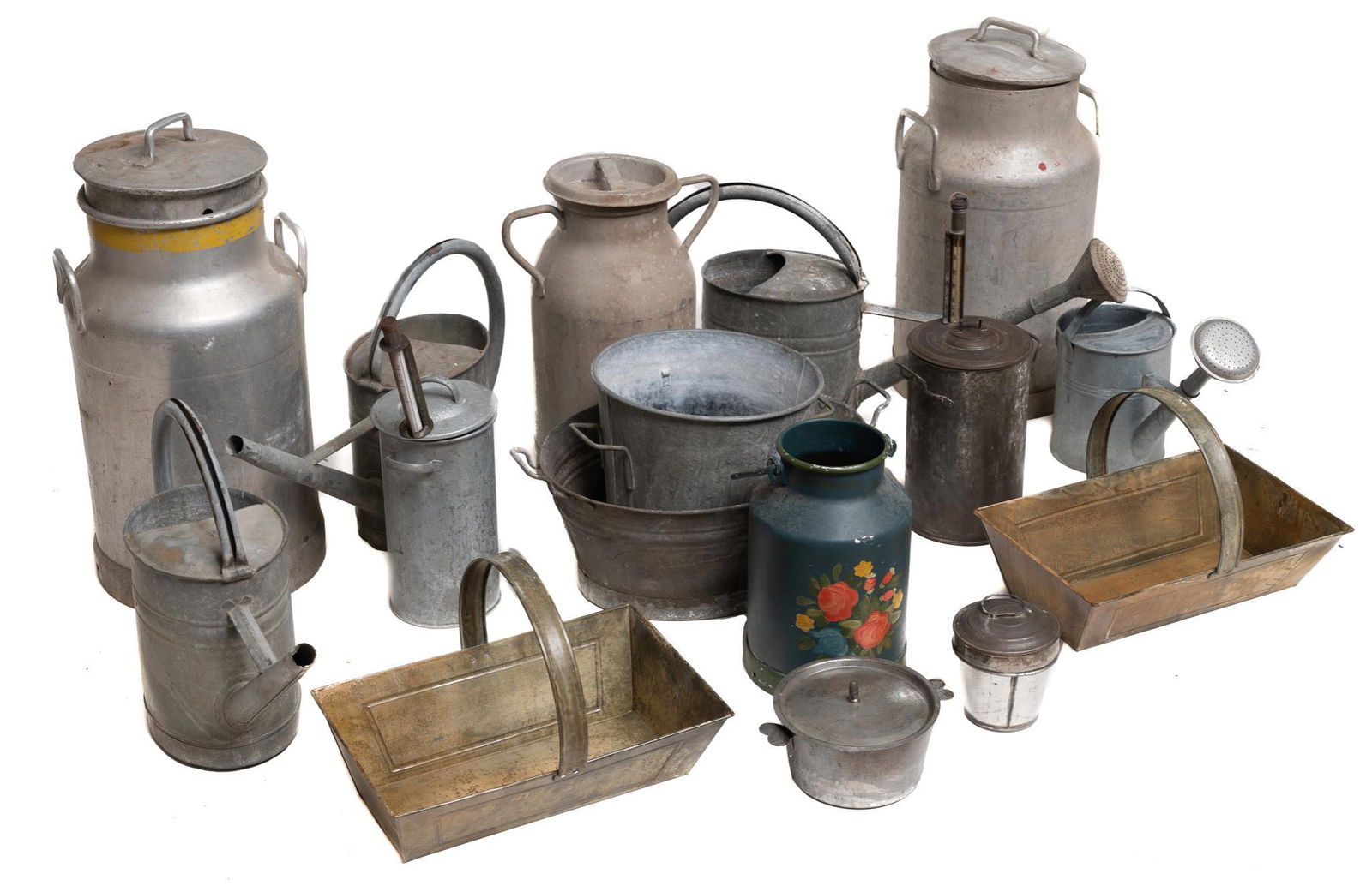 Lot of 16 Vintage Galvanized Farmhouse Goods (1 of 2)