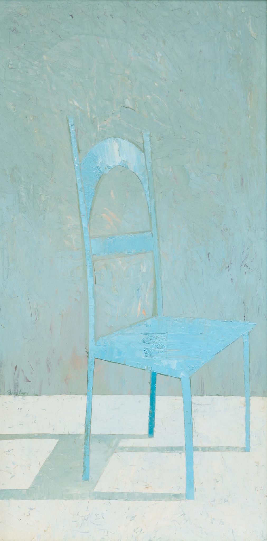 Bill Bristow, Blue Chair, 1963: Bill Bristow, blue chair, dated 1963, oil on board, framed sight: 47.5 x 23.5", frame: 49 x 25" Provenance: The Estate of San Antonio Oil & Gas Entrepreneur George His (1927-2021), San Antonio, T