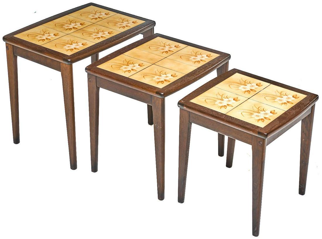 Nest of 3 Danish Mid-Century Tile Top Tables (1 of 4)