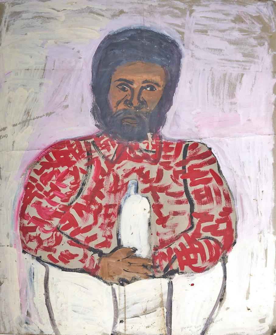 Portrait, acrylic on Paper: Betty Sue Matthews, portrait, acrylic on paper, unframed 48"h x 40"w Provenance: An Alamo Heights, TX Estate We happily provide seamless shipping services on everything we sell. Please email us at shi