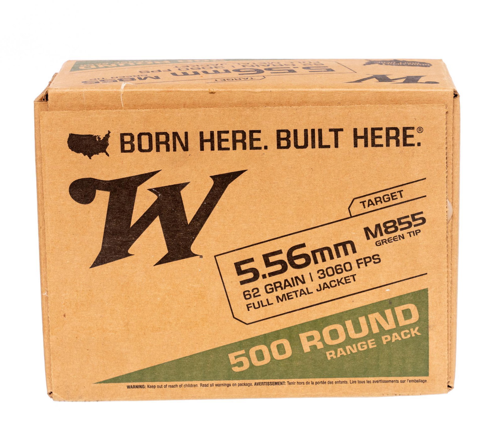 500 Rounds of Winchester M855 Green Tip 5.56mm FMJ: Unopened box; 62 grain, 3060fps Provenance: A San Antonio, TX Estate We will happily provide seamless shipping services on this lot. Please email us at shipping@vogtauction.com or call 210-822-615
