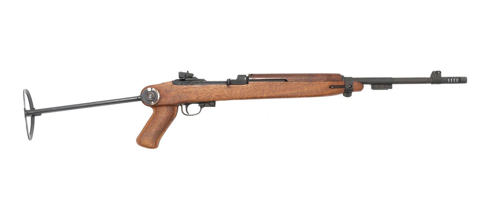 Inland M1 .30Cal Semi-Automatic Carbine W/ Modified: Serial: 5343534 Manufacturer: Inland Model: M1 Carbine Caliber: .30 cal Barrel length: 19.75" Condition: Good; stock is a newer aftermarket stock with an MP40 style underfoldingbuttstock, made to look