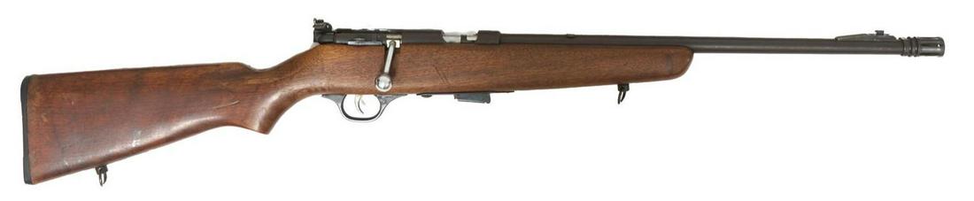 Marlin Model 80-DL .22LR Bolt-Action Rifle: Serial: N/A Manufacturer: Marlin Firearms Co. Model: 80-DL Caliber: .22LR Barrel length: 19" Condition: Fair; stock finish is inconsistentand stripped in parts; light rusting on barrel and magazine we