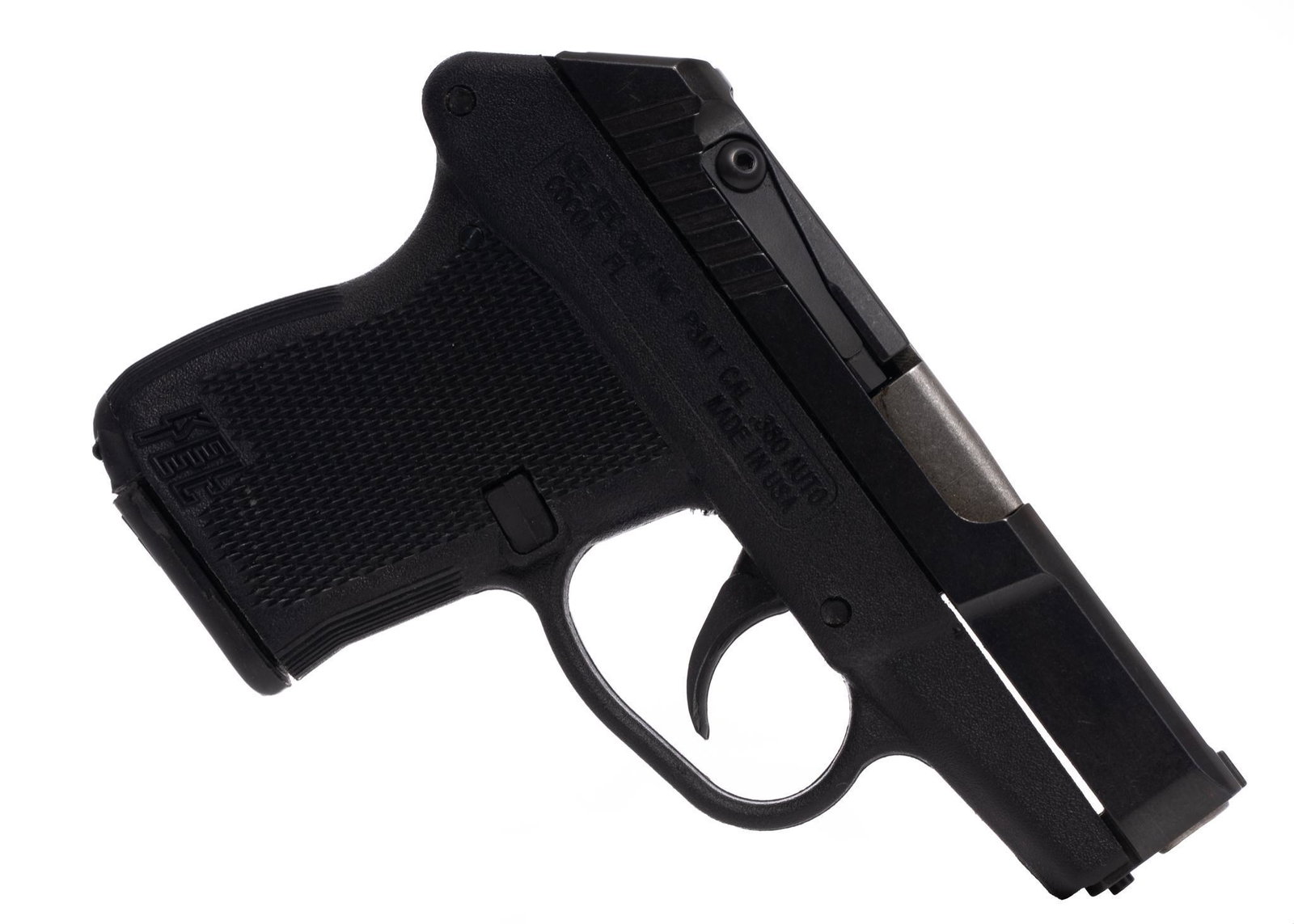 Kel-Tec P3AT .380 ACP Semi-Automatic Pistol: Serial: JNE64 Manufacturer: Kel-Tec Model: P3AT Caliber: .380 ACP Barrel length: 2.75" Condition: Good-Very Good; light signs of wear/use Provenance: A San Antonio, TX Estate NOTICE: All sales o