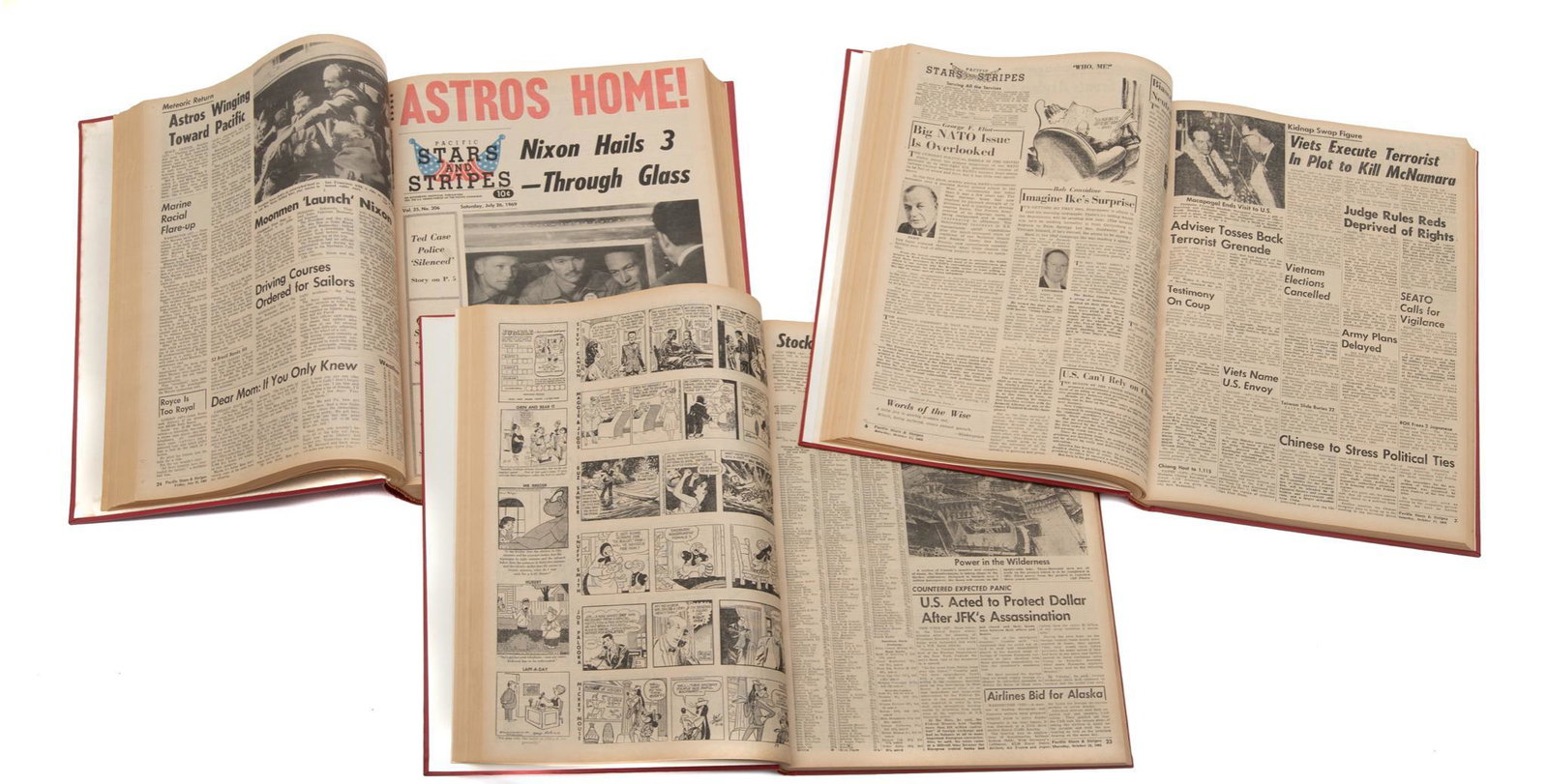 Set of 3 Pacific Stars and Stripes Newspaper Article: Includes: -July 16-April 2, 1969 -2 x October 10-27, 1964 Provenance: Inventory from the now closed Cristina's Jewelry (San Antonio, TX) We will happily provide seamless shipping services on this 