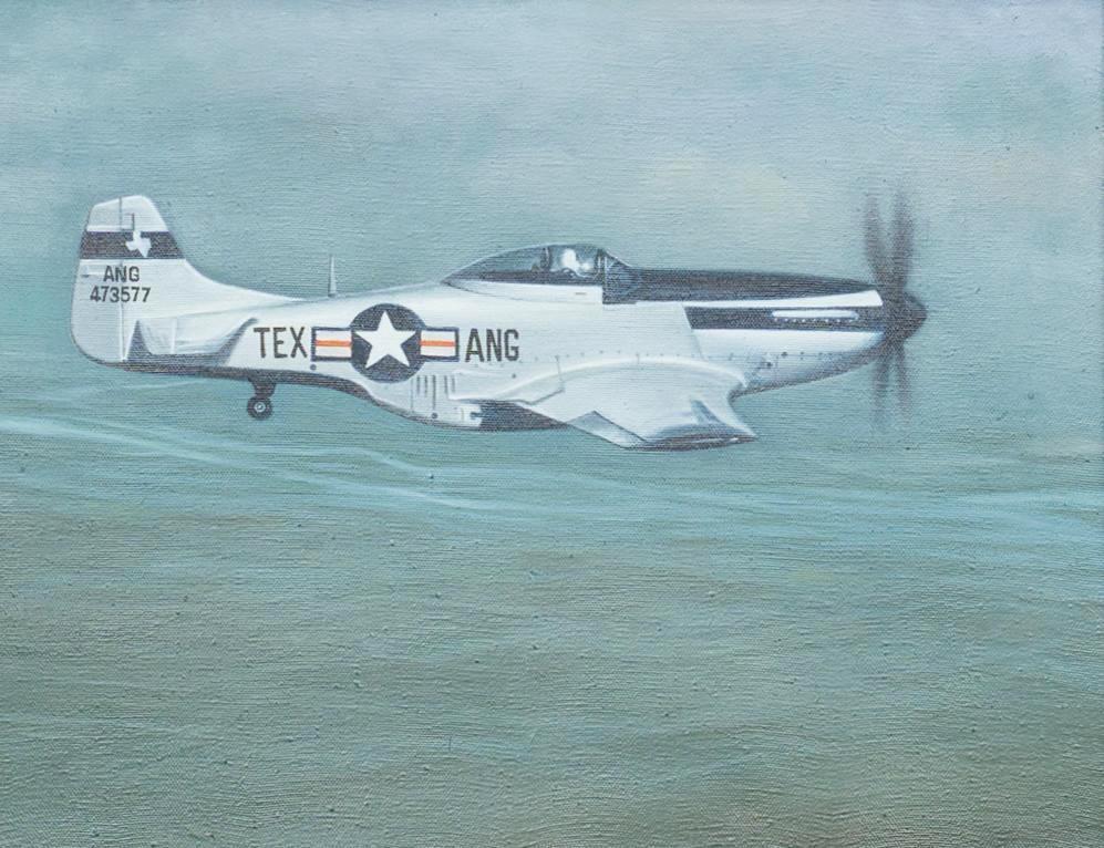 Unsigned, Texas Air National Guard P-51 Mustang, Oil on: Unsigned, Texas Air National Guard P-51 Mustang, oil on canvas, 12.5 x 16", frame: 14.25 x 17.5" Condition: Good; no condition issues Provenance: A Schertz, TX Estate We will happily provide s