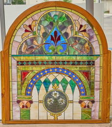 Fantastic Arched Glass Panel, English Motif