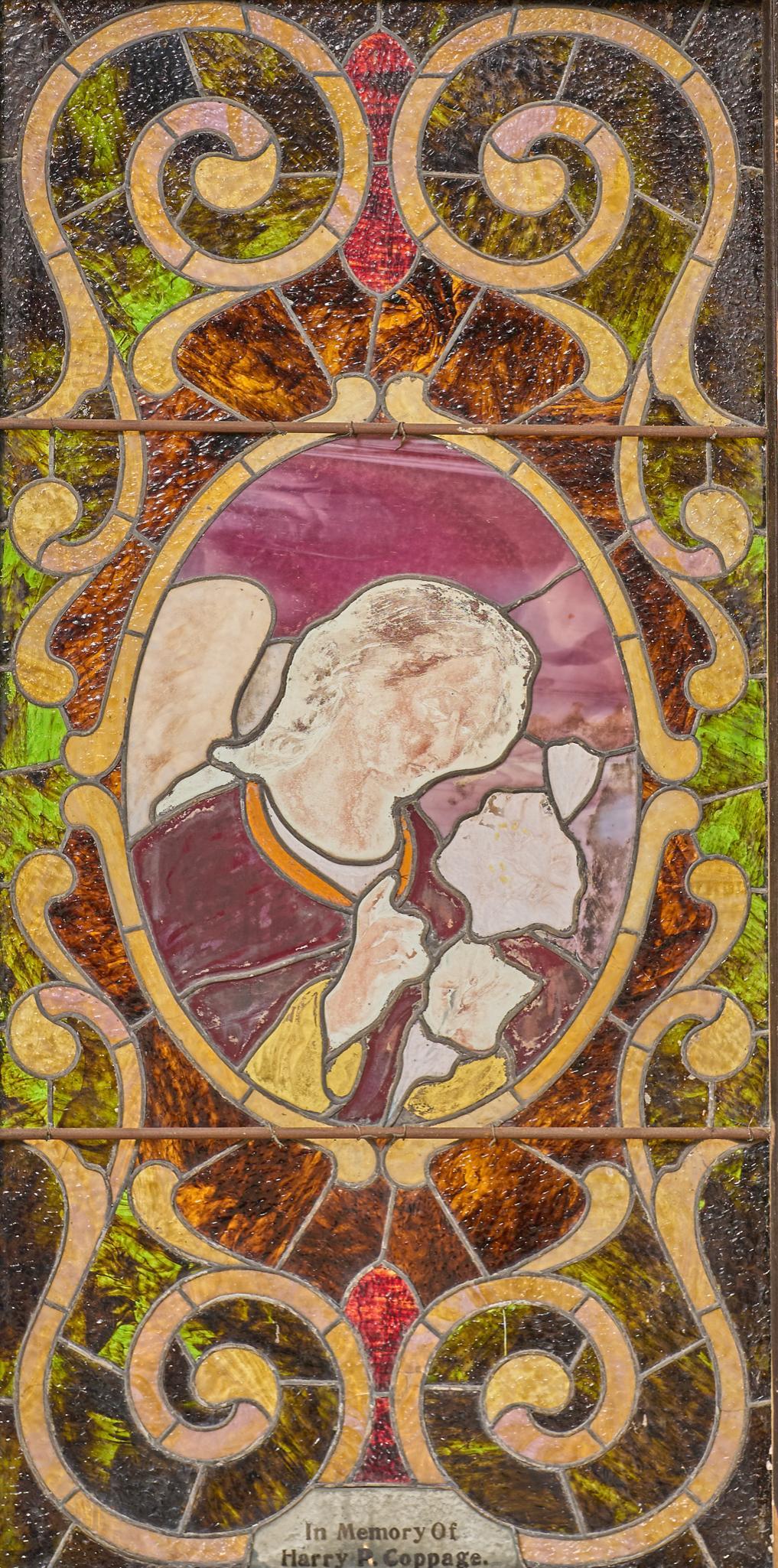 Stained Glass Panel, Hand Painted Angel Motif (1 of 4)