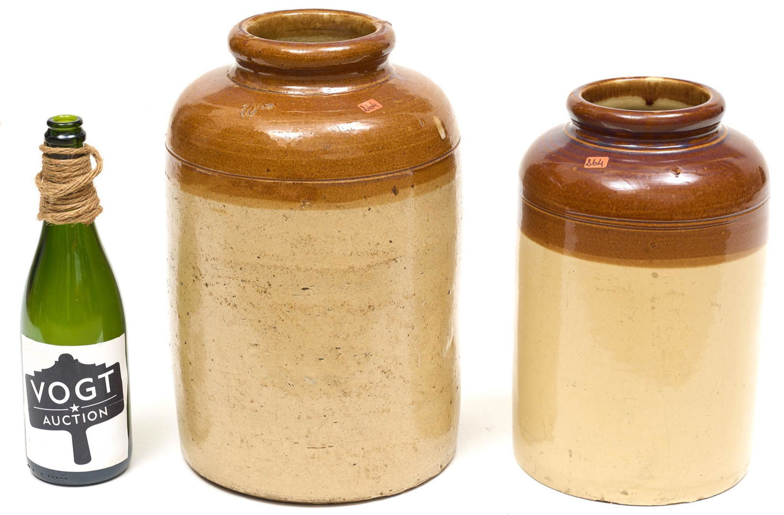 Pair of Vintage Brown and White Crocks (1 of 3)