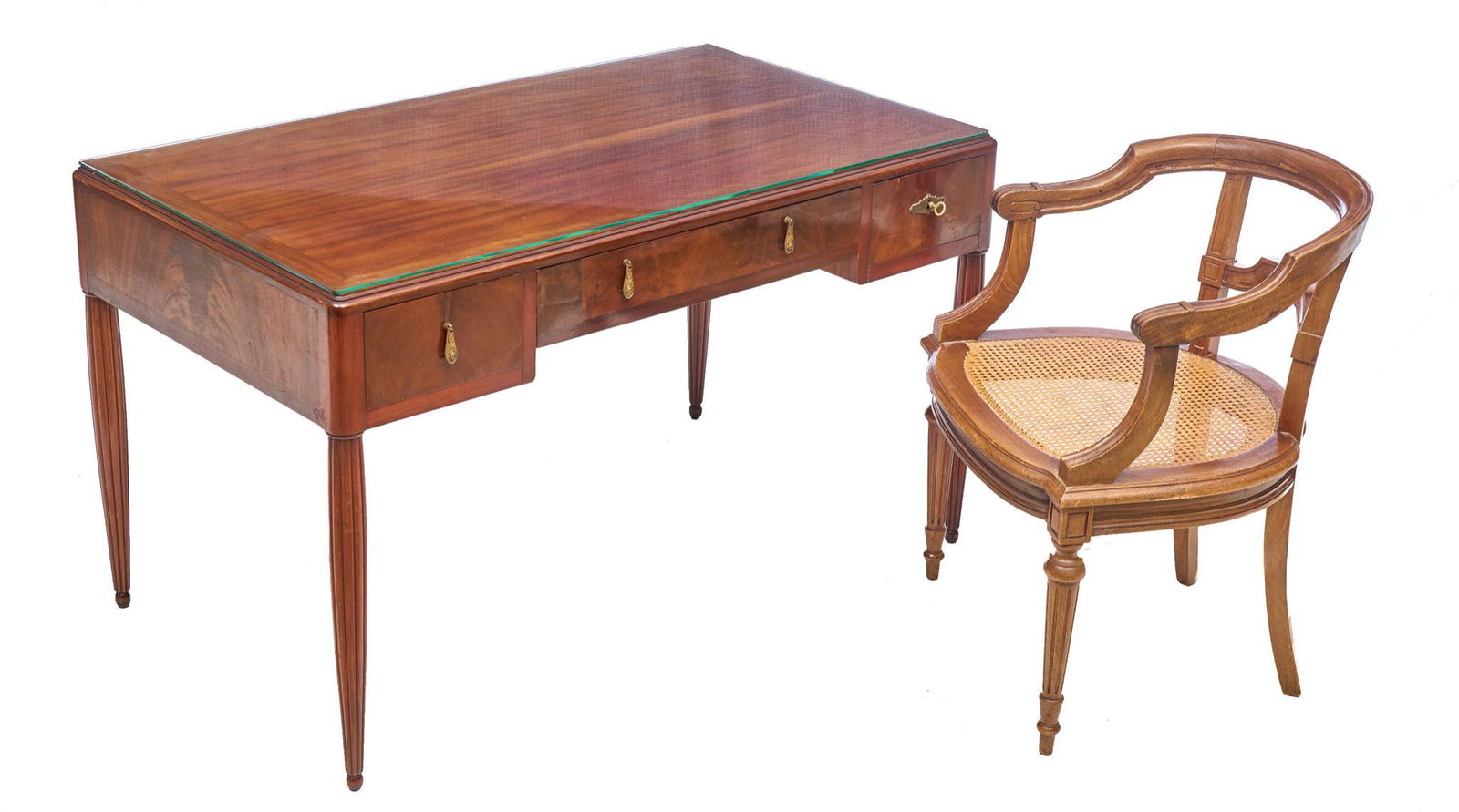 Art Nouveau Glass Top Desk and Chair (1 of 5)