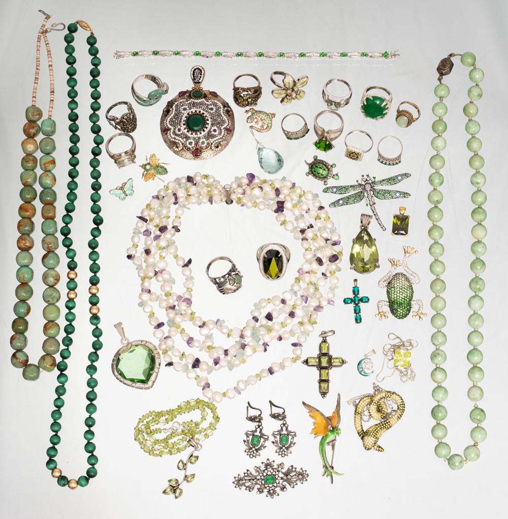 Lot of Approx. 35 Vintage Jewelry, To Include Sterling (1 of 2)